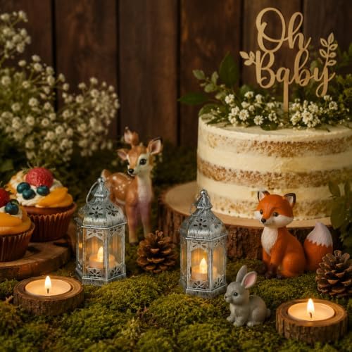 LLQ 12Pcs Mini Silver Lantern with LED Tea Light, Vintage Hanging Moroccan Small Lanterns Decorative, Battery Included, for Ramadan, Wedding, Halloween, Christmas, Diwali Table Centerpiece - Image 4