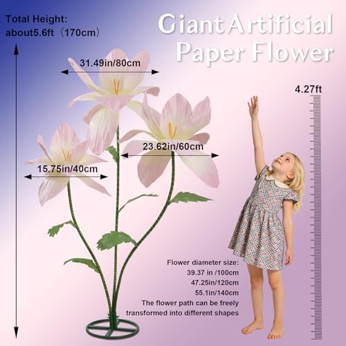 5.6 Ft Large Paper Flowers Gradation Pink - Image 5