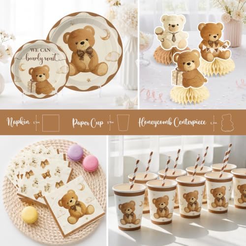 Xynic Brown Bear Baby Shower Decorations,Serves 25 Guests - Image 5