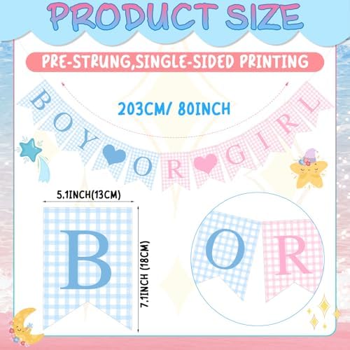 Hahafelt Boy or Girl Banner for Baby Shower Decorations, Blue Pink - Image 2