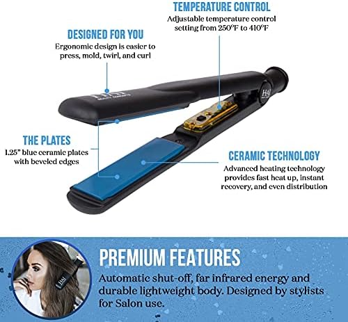 HAI Convertible Ceramic Hair Straightener for Women - Professional Fast Heating Flat Iron with 5 Temperature Levels for All Hair Types - (Classic Blue) - Image 4