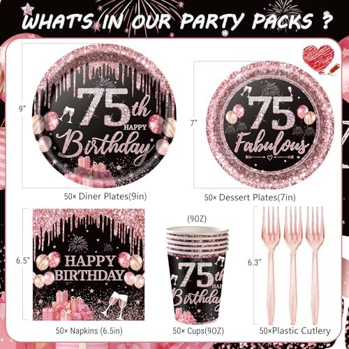 250PCS 75th Birthday Party Decorations for 50 Guestsy - Image 2