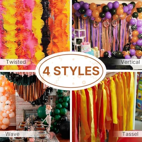 PartyWoo Crepe Paper Streamers 4 Rolls 328ft, Pack of Retro Deep Orange Crepe Paper for Party Decorations, Wedding Decorations, Birthday Decorations, Baby Shower Decorations (1.8 Inch x 82 Ft/Roll) - Image 5