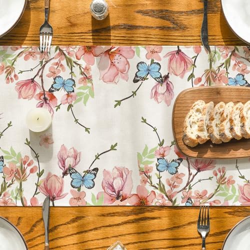 Artoid Mode Flower Bird Butterfly Spring Table Runner Home Decor 13x108Inch - Image 3