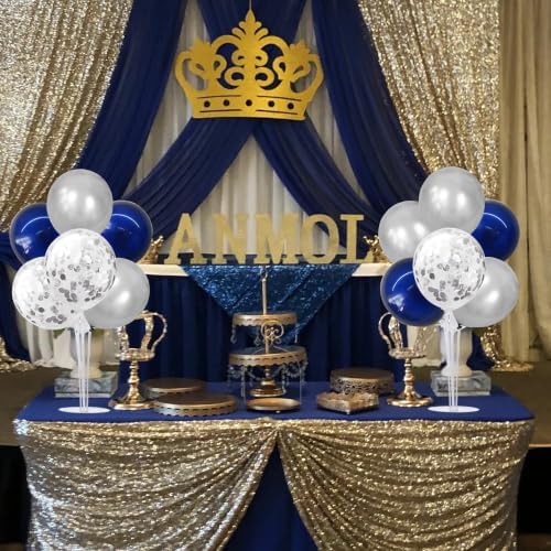 TONIFUL 4 Set Navy Blue Silver Grey Balloon Stand Centerpieces for Table - Image 7