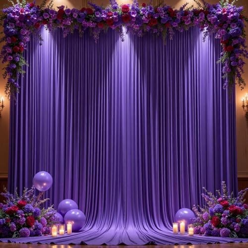 10x12ft Purple Backdrop Curtain Panels for Parties - Wrinkle Free Polyester Photo Curtain Backdrop Wedding Back Drop Fabric Drapes for Party Decorations Background for Photography by WishCare