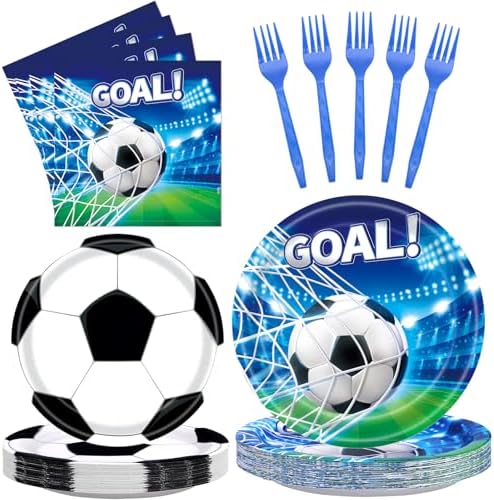 REDWORD Soccer Party Decorations, 96Pcs Soccer Plates and Napkins-Serves 24 with Forks for World Soccer Cup Sports Theme Birthday Party Decorations by Unknown