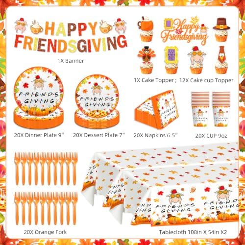 116Pcs Friendsgiving Party Decorations Tableware Set for 20 Guests - Image 2