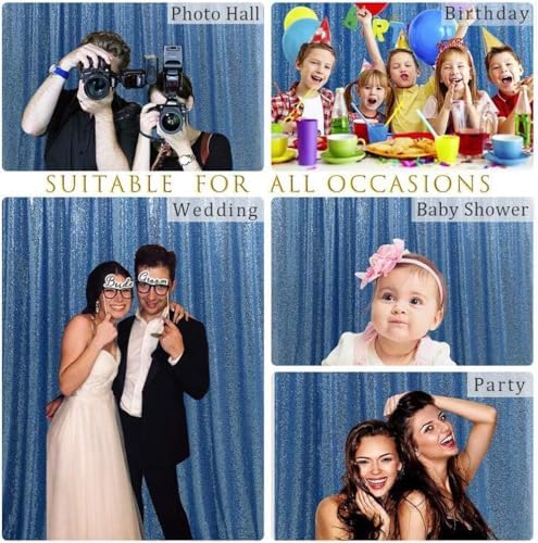 Baby Blue Sequin Backdrop Sequin Wedding Photo Curtains 10ft x 10ft - Image 4