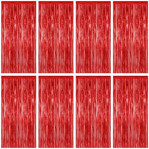 ZATAYE 8 Pack Red Valentines Christmas Foil Curtain Streamer Decorations by ZATAYE