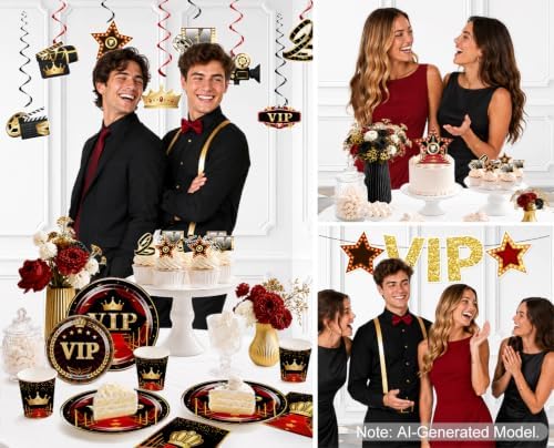 Yingto 177PCS Red Carpet Party Decorations Hollywood Birthday Set Serves 20 - Image 7