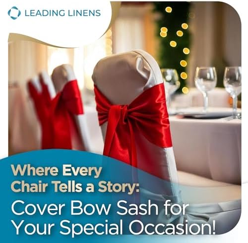 Leading Linens 20 pcs Red 108"x8" Satin Bow Sash Chair Cover Decoration - Image 4