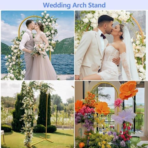 HEMMOTOP Metal Arch Backdrop Stand, Gold, 7.2ft - Image 6