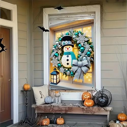 BlissYard Christmas Snowman Window Cover 31x47 Inch Polyester - Image 7