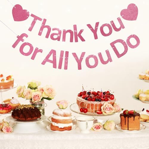 Thank You Banner Appreciation Banner for Appreciation Decorations Teacher Thanks Volunteer Events Office School Organization Thank You Parties (Rose Gold) - Image 4