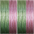 Dusty Pink Sage Green Tinsel Backdrop 2 Pack Foil Fringe Curtains by Unknown