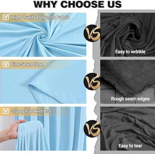 20x12ft Blue Backdrop Curtain Panels for Parties - Wrinkle Free Polyester Photo Curtain Backdrop Wedding Back Drop Fabric Drapes for Party Decorations Background for Photography - Image 5