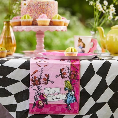 Talking Tables Black & White Alice in Wonderland Paper Table Cover | Disposable Tablecloth Party Supplies for Mad Hatter Tea Party, Onederland Birthday, Mother's Day Tableware, Weddings 71' x 47' - Image 6