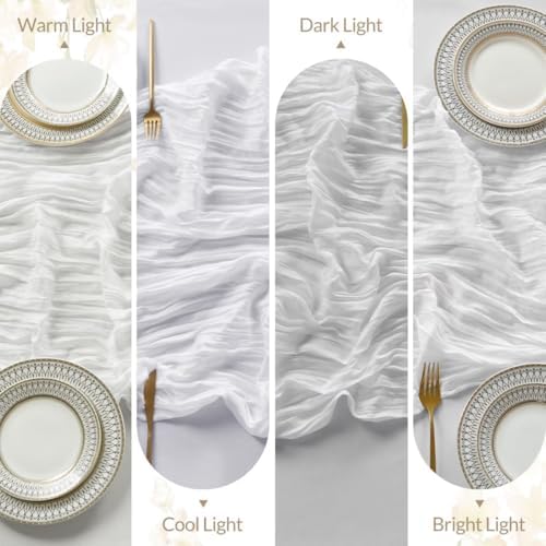 6 Pack White Cheesecloth Table Runner 35"×120" Gauze Fabric Table Runner - Image 7