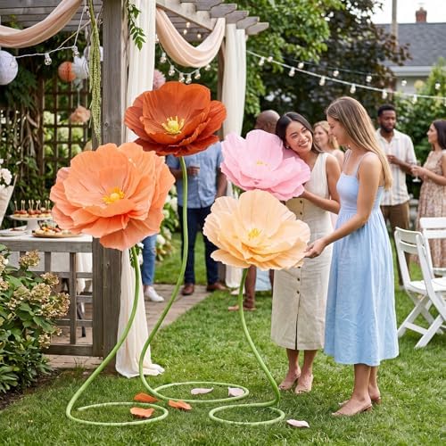 4 Pcs 5ft Mix Color Large Poppy Flowers Giant Artificial Poppy - Image 6