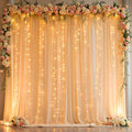 10 x 10ft Dark Champagne Backdrop Curtains with Lights String by PartyTalk