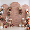 Set of 3 Arch Backdrop Cover Red Brick 7.2ft 6.6ft 6ft Spandex Wrinkle Free Fitted Arch Background Cover Farmhouse Style Top Chiara Arch Cover for Wedding Birthday Party Photography Arch Background by Htper