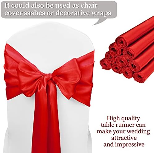 10-Pack Red 12 x 108 inches Long Premium Satin Table Runner - Image 3