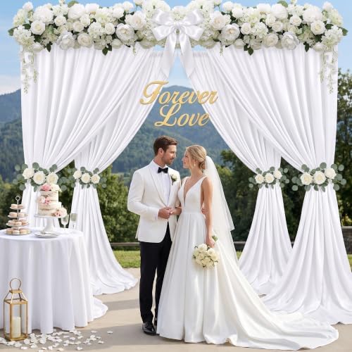 MEETSKY White Backdrop Curtains for Wedding Parties,10x8 FT White Curtains - Image 4
