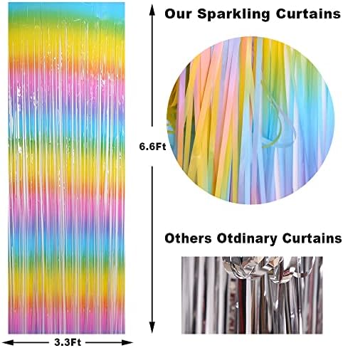 3 Pack Fringe Curtains Party Decorations,Tinsel Backdrop Curtains for Parties,Photo Booth Wedding Graduations Birthday Christmas Event Party Supplies (Macarone Rainbow - Image 5