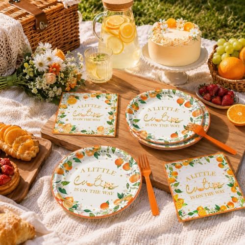 72 Pcs Little Cutie Orange Citrus Paper Plates and Napkins Party Supplies - Image 7