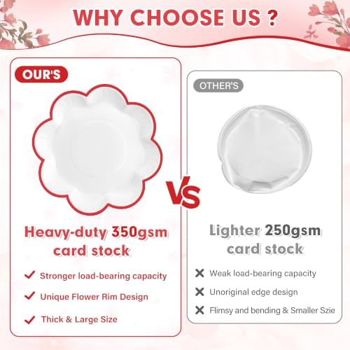 350 Pcs Red and White Paper Plates and Napkins Set, Serve for 50 Guests - Image 4