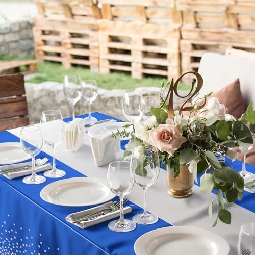 3Pcs Blue and Silver Tablecloth Party Decorations,Plastic Royal Blue Table Cloth Printed Silver Table Runner Disposable Rectangle Tables Cover for Anniversary Wedding Graduation 2025 Party,54x108 Inch - Image 5