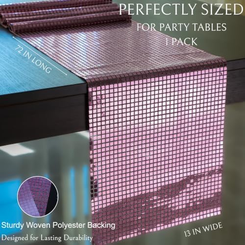 13 X 72 Inches Pink Disco Party Table Runner Glitter Mirror Events Decor - Image 2