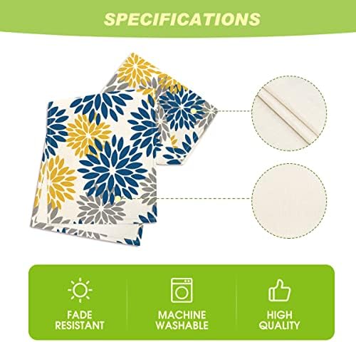 Artoid Mode Blue Dahlia Floral Pinnata Summer Table Runner, Spring Kitchen Dining Table Decoration for Home Party Decor 13x48 Inch - Image 5