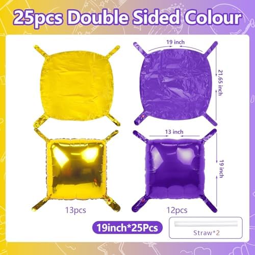 NISOCY 25PCS Purple and Gold Square Foil Balloons Wall Backdrop - Image 2