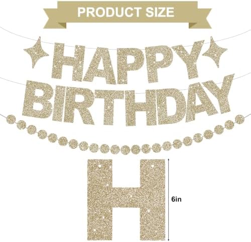BEISHIDA Pre-Strung Glitter Champagne Happy Birthday Banner Party Decor - Image 3