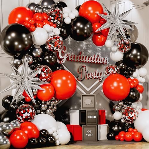 ALL-IN-1 Red Black and White Balloon Arch Kit for Red and Black Birthday Party Decorations – Reds and Blacks Balloons for White Black and Red Balloon Garland Kit – Graduation Black and Red Balloons - Image 2