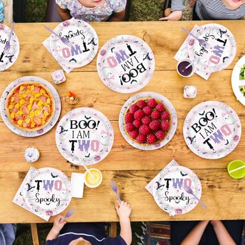 Grencian 96Pcs Halloween Boo I am Two Birthday Party Supplies Serves 24 - Image 7