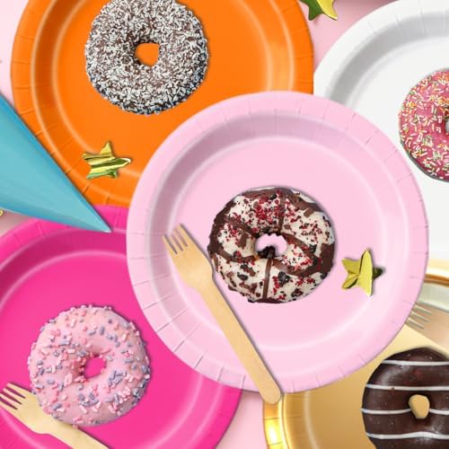 CMUSKO Pink and Orange Party Decorations - 150Pcs Sunset Tropical Plates and Napkins Pink Pumpkin Halloween Tableware Serves 50 for Birthday,Baby Shower, Bachelorette Party - Image 2