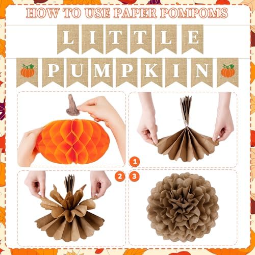 Kriyokiaa Little Pumpkin Fall Baby Shower Decorations, 14 Pcs - Image 6