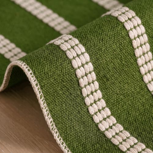 Artoid Mode Army Green Farmhouse Dashed Stripe Table Runner, Seasonal Holiday Boho Rustic Kitchen Dining Table Decoration for Home Party Decor 12x36 Inch - Image 5