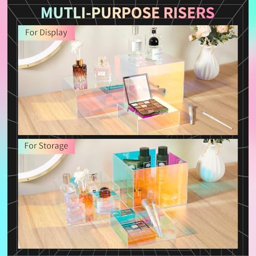 3-Pack Iridescent Acrylic Display Risers, Rainbow Nesting Cubes for Dessert - Image 5