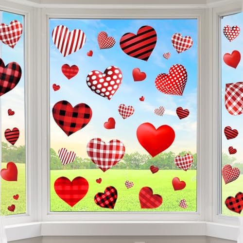 Valentines Day Decorations Window Clings, 9 Sheets, Resuable by AkeRock