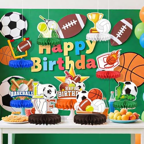 Sports Themed Party Decorations Kit - Honeycomb Centerpiece for Sports Birthday Party Decorations& Favors - Image 4