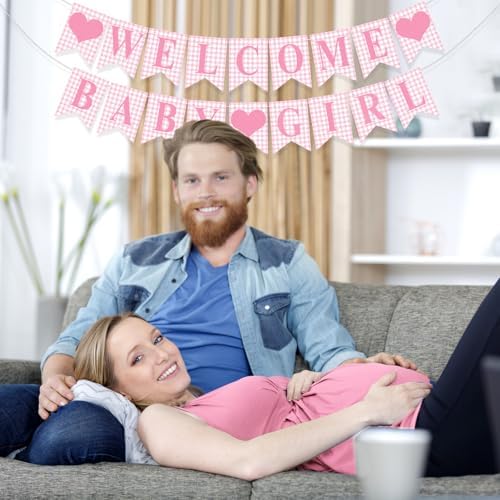 Hahafelt Welcome Baby Girl Banner for Baby Shower Decorations, Pink - Image 5