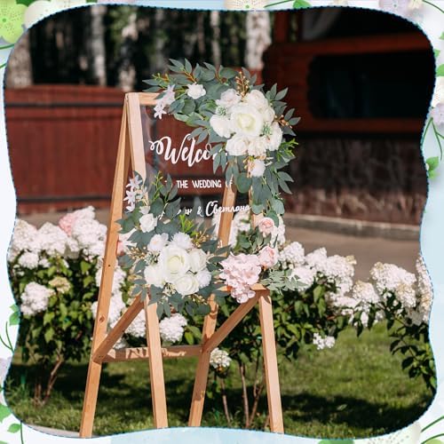 Wedding Arch Decorations 2 Pack, White Arch Flowers Swag Set - Image 6
