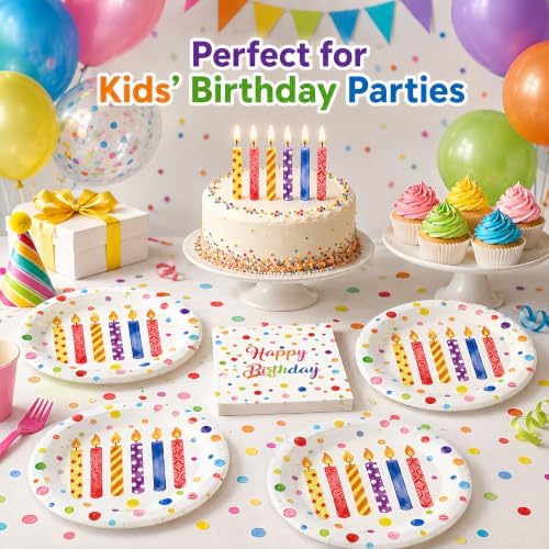 50 Pcs Birthday Plates and Napkins Set, 7 Inch Colorful Party Supplies - Image 6