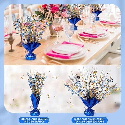 6 Pack Star Table Centerpieces for Party, Birthday Table Decorations for Kids Adults, Party Centerpieces for Tables for Wedding Baby Shower Graduation Holiday Event (Blue Glod) - Image 2