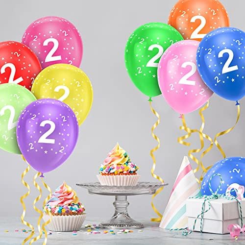 Ainiv 2nd Birthday Balloons 18PCS, 12inch Numbers Printed Latex Balloons - Image 7