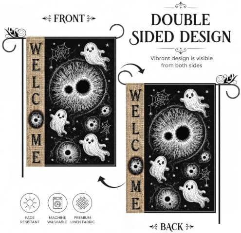 Halloween Garden Flag Ghost Eyeball Gothic Yard Flags for Outside 12x18 - Image 3